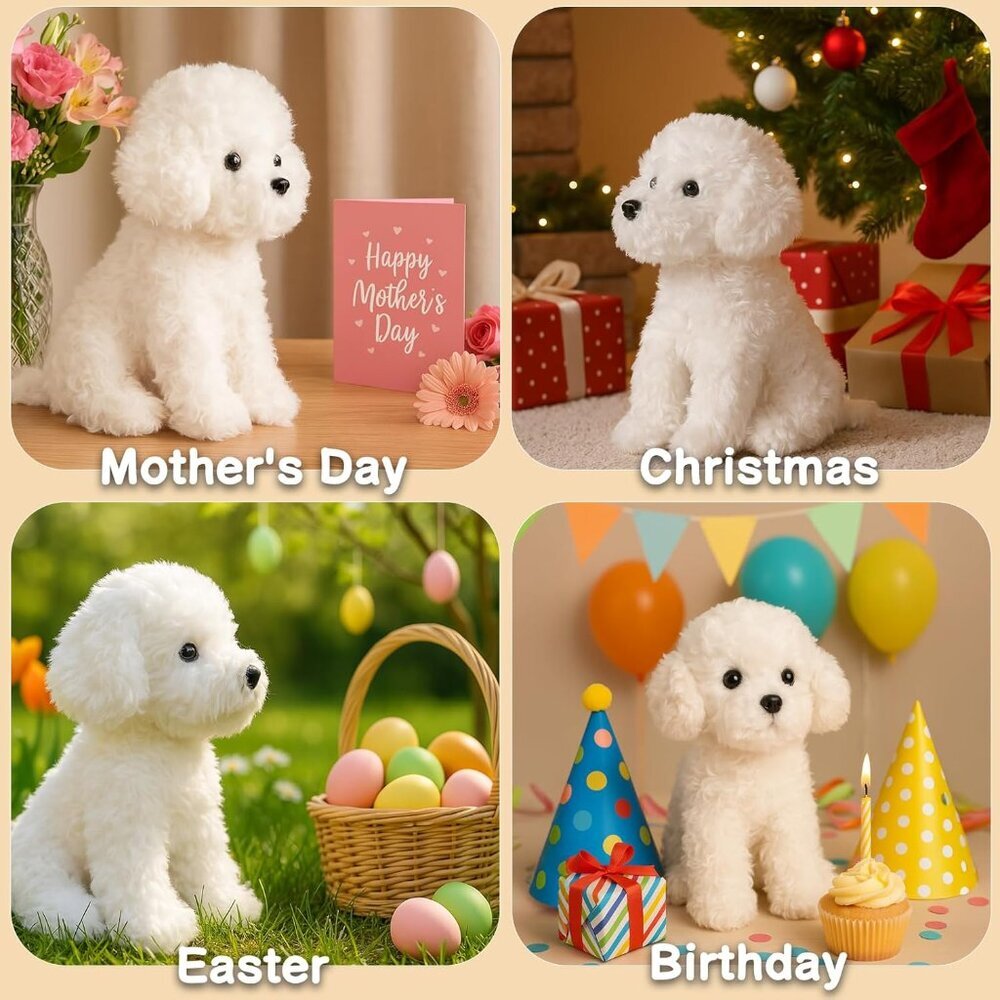 Bichon Frise Maltese Maltipoo White Labradoodle Plush Toy 12.6" Inches White - Picture 3 of 9